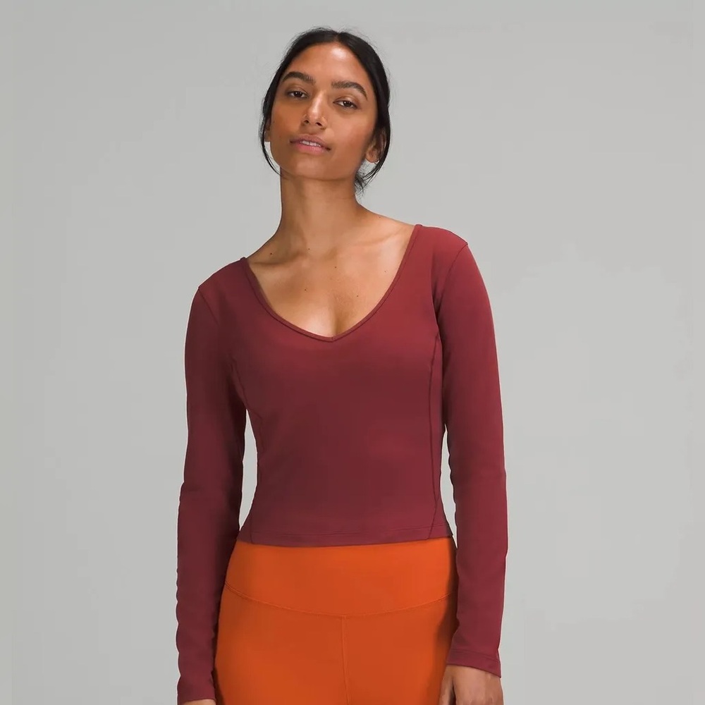 Lululemon Women’s Align Long Sleeve Cropped Shirt - Red Merlot - Size 6